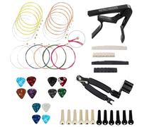 48PCS Acoustic Guitar Accessories Kit, Including Strings, Picks, Capo, String Winder, Bridge Pins, for Guitar Players and Beginners