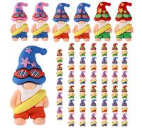 48pcs Beach Gnome Figurines, PVC Summer Mini Gnome Statues Cute Tiny Little Miniature Small Dwarf Garden Decorations Decor for Home House Living Room Outdoor Patio Yard Lawn (Blue, Pink, Red, 16 Each)