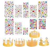 48Pcs Birthday Party Hats with Stickers Crowns with Diamond Sticker DIY Crowns for Kids Adults Party