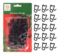 SHATCHI 48Pcs Black Gutter Hooks for Outdoor Hanging Christmas Icicle String, Rope Lights Decorations -UV-Protected, Weatherproof, Reusable Clips, Pack of 48