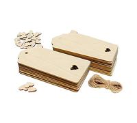 48Pcs Blank Wooden Tags Hanging Label Tags Gift Tags Unfinished Wood Cutouts