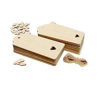 48Pcs Blank Wooden Tags Hanging Label Tags Gift Tags Unfinished Wood Cutouts