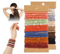 48Pcs Boho Hair Tie Bracelets, Hair Accessories for Women No Damage Elastic Bands Ponytail Holders for Girls with Thick and Thin Multicolor Hairties