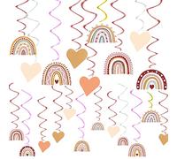 48Pcs Boho Rainbow Party Decorations, Hanging Swirl Rainbow Party Decorations, Boho Baby Shower Decorations for Classroom Home Wedding Office, Hanging Swirls Ceiling Streamers for Party Supplies