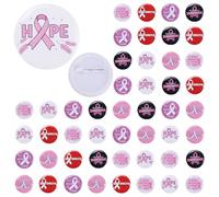 48Pcs Breast Cancer Awareness Buttons Brooch Pins Pink Hope Ribbon Round Badges for Women Girls Breast Cancer Survivor Support Statement Breast Cancer Awareness Items