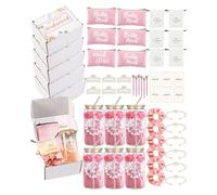 48Pcs Bridesmaid Proposal Gifts, Bridal Shower Gifts Set Include 16 Oz Ice Coffee Cups Makeup Bags, Will You Be My Bridesmaid Maid of Honor Gift (Pink)
