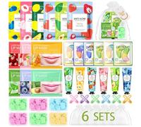 48PCS Bulk Gifts, Spa Party Favors Supplies With Face Masks, Mini Hand Cream, Hair Clips, Lip Mask, Under Eye Patches & Hand Washing Soap Sheets Pamper Party Supplies for Girls, Thank You Gifts