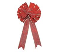 48pcs Christmas Glitter Bowknot Ornaments 48x25cm Red Gold Trim Ribbon Bows for Xmas Tree Staircase Fireplace Party Decor
