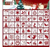48PCS Christmas Stencils Templates, Christmas Stencils Template Reusable, Openwork Stencil Painting DIY Crafts on Wood Wall Home Decor, for Painting on Wood Paper Window Journal Scrapbook Card DIY