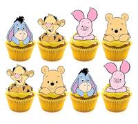 48Pcs Classic Winnie Cupcake Toppers - Baby Shower and Birthday Party Cake Decorations, Party Supplies