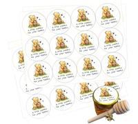 48Pcs Classic Winnie Stickers A Little Yummy for Your Tummy Honey Jar Stickers Labels The Pooh Baby Shower Decorations Bee Birthday Party Decorations Food Favors
