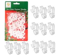 SHATCHI 48Pcs Clear Gutter Hooks for Outdoor Hanging Christmas Icicle String, Rope Lights Decorations -UV-Protected, Weatherproof, Reusable Clips, Pack of 48