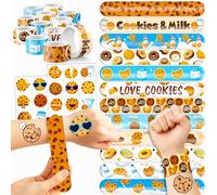 48PCS Cookie Party Set - 24PCS Temporary Tattoos & 24PCS Slap Bracelets - Fun Cookie-Themed Birthday Supplies, Baby Shower Gifts, Classroom Rewards & Party Decor for Kids (Boys & Girls)