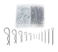 48Pcs Cotter Pins Assortment Kit, Stainless Steel Split Pins R Clips, Retaining Spring Hitch for Use on Lock Systems,Heavy Duty Zinc Plated Fastening Set (12 Size)