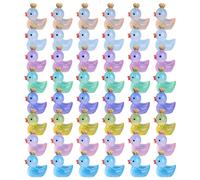 48pcs Cute Glow-in-The-Dark Crowned Yellow Ducks - Mini Resin Ducks for Aquarium, Living Room, Bedroom, Study Room, Birthday Party Favors