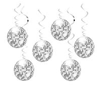48pcs Disco Ball Decorations Silver,70s Disco Ball Hanging Swirls,Silver Ceiling Decor for Retro Disco Fever Party Birthday Party Favors Supplies