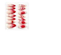 48Pcs Easy Apply False Nails Red Heart Bows Sweet Design for Valentines Day ABS Short Square Comfortable Wear Valentines Gift Nail