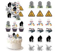 48PCS Edible Over The Hill Cupcake Toppers Wafer Paper Happy Retirement Party Cake Decorations Picks for Retirement Theme Farewell Birthday Party Supplies