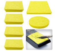 48Pcs Electric Welding Soldering Iron Sponge Cleaning Cleaner Pads Rectangle 50 x35mm + Circle 50mm +Square 60x60mm for Cleaning Soldering Iron 1mm Natural Thickness 6mm Water Absorption Thickness