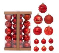 48pcs Electroplated Christmas Ball Set for Holiday Use with Hanging Holes, Designed for Reusable Plastic Ornaments Suitable for Home and Event Decorating (Red)