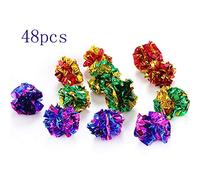 48Pcs For Ball Toys Colorful Teaser Balls Pet For Interactive Toy Kitten Chew Fun Glitter For Ki Kitten Feather Mice Animal Food Dispenser Dancer Wand Fishing Tunnel Da Bird Toy
