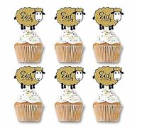 48PCS Glitter Sheep Design Eid Al Adha Cupcake Topper Party Decorations Islamic Muslim Party Supplies