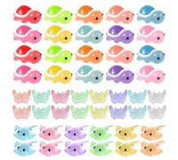 48pcs Glowing Miniature Marine Animals, Premium Resin Mini Sea Creatures Devil Fish Turtle Crab Shape Ocean Themed Accessories for Aquarium Fish Tank Party Decoration Supplies
