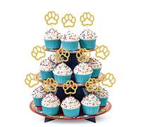 48Pcs Gold Paw Cupcake Topper - Single-side Golden Glitter Dog Paw 1st Birthday Cake Smash Cupcake Decoration Supplies for Baby, Gold Dog Paw One、Two Birthday Cupcake Topper, Photo Booth Props