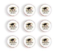 48PCS Graduation Hat Edible Cupcake Toppers Wafer Paper Class of 2025 Grad Cap Cupcake Picks for 2025 Graduation Theme Party Cake Decorations Supplies