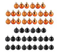 48pcs Halloween Baubles Ornaments 3cm Mini Baubles Hanging Ball Black Orange Bauble Ball Decoration Hanging Tree Decoration for Party Decor (Halloween)