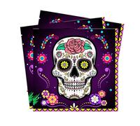 48pcs Halloween Napkins Paper, Halloween Table Decorations Day of The Dead Serviettes Disposable 2-Layer Sugar Skull Paper Napkins Mexican Dia de Los Muertos Party Tablewear Supplies, 33 * 33cm