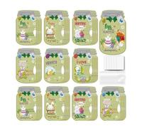 48PCS Happy Easter Mason Jar Cards,Cartoon Rabbit Pattern Candy Card with Bags Sweet Clear Easter Fillable