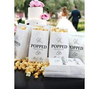 48pcs He Popped the Question Popcorn Bags - Engagement, Bridal Shower, Wedding Party Favors - Grease Resistant