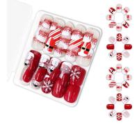 48Pcs Holiday Themed Snowman Snowflake Press On Nails Stick On Nails False Nails For Christmas Gatherings And Event
