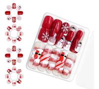 48Pcs Holiday Themed Snowman Snowflake Press On Nails Stick On Nails False Nails For Christmas Gatherings And Event