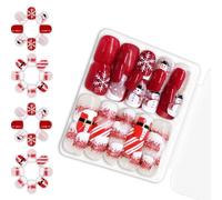 48Pcs Holiday Themed Snowman Snowflake Press on Nails Stick on Nails False Nails for Christmas Gatherings and Event