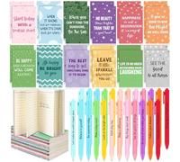 48Pcs Inspirational Appreciation Gifts for Employee- 24pcs Inspirational Motivational Quotes Ballpoint Pen and 24 Encouraging Pocket Jounal Notebooks Keychains Coworker Teacher Volunteer Student