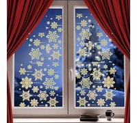 48PCS Iridescent Snowflake Christmas Window Stickers - Reusable Double-Sided Self-Adhesive PVC Clings - 2X Sheets Festive Decals for Glass, Walls & Winter Holiday Decor
