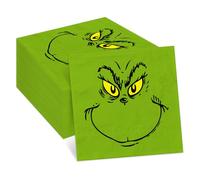 48PCS Merry Chrisrmas Beverage Napkins Merry Christmas Winter Holiday Disposable Paper Napkins Green Elf Xmas Napkin Winter Dinner Party Supplies