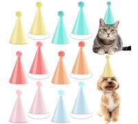 48Pcs Mini Pastel Birthday Party Hats for Stuffed Animals 5Inch Adjustable Cone Caps with DIY Pom Poms Colorful Mini Party Hats Pets Dolls Kids Small Pastel Birthday Decorations Kit for Holidays
