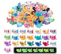 48Pcs Mini Resin Axolotl, Mini Axolotl Figures, Small Resins Animals, Colourful Luminous Miniature Tiny Axolotls Little Resin Animals for Dollhouse Garden Micro Landscape Aquarium Decorations