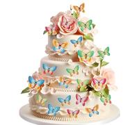 48Pcs Multicolor Butterfly Cake Toppers,Y2K Edible Personalized Cake Decorations for Kids,Wafer Paper Sticky Rice Paper Cake Topper for Jungle Party Baby Shower Birthday Party (Mixed Colour Butterfly)