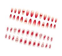 48Pcs Multiple Size False Nails Red Heart Bows Valentines Sweet Romantics ABS Presses on for Flexible Fit Romantics Design Nail