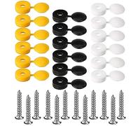 48Pcs Number Plate Screws Car Number Plate Fixing Fitting Kit Screws and Caps,Number Plate Screw Caps & Number Plate Screws with yellow, Black & White,Screws and Caps.