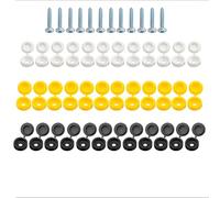 48Pcs Number Plate Screws,Number Plate Screw Caps,Registration Numbers Plates Fixings Accessories Easy Install Universal Anti Theft License-Plate Bolts&Covers Set for Numberplate(White, Black, Yellow)