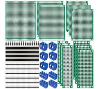 48PCS PCB Circuit Board Prototype Kit, Double Sided Perf Boards in 5 Sizes, Compatible with Arduino, Includes 40-Pin 2.54mm Male and Female Headers
