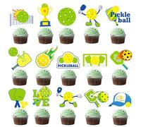 48Pcs Pickleball Cupcake Toppers Pickleball Birthday Party Decorations Pickleball Theme Cupcake Decorations for Pickleball Themed Birthday Party Baby Shower Supplies