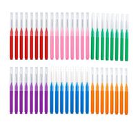 48pcs Pieces Interdental Brush, Soft Dental Brushes, Long Handle, Oral Dental Hygiene Brush Handle Angled Head Tooth Picks Floss Sticks for Braces Oral Cleaning Narrow Gaps Between Teeth(6 Colors)