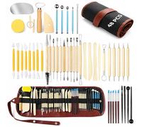 48Pcs Polymer Clay Tools Kit: Pottery Tools Air Dry Clay Tool with PU Storage Bag Clays Modelling Tool for Adults Beginners Pottery Sculpture Carving Scraper