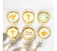 48Pcs Pre-Cut Edible First Holy Communion Cake Decorations Wafer Paper Cupcake Toppers, Mixed Design Cross Dove Chalice IHS Cake Toppers for Baptism Christening Party, Christian Theme Decorating
